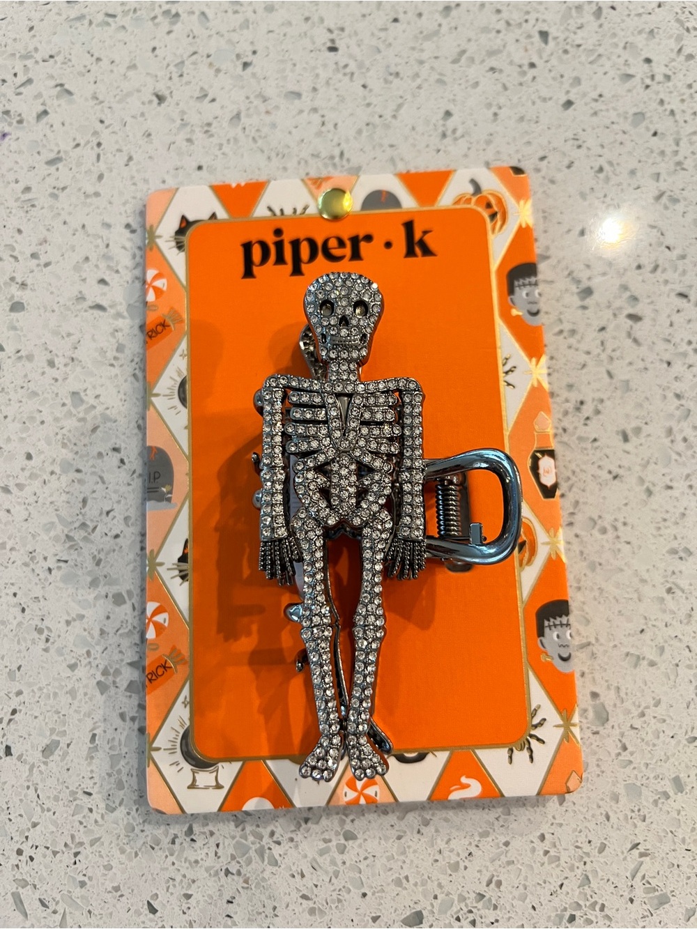 Piper Sparkling Crystal Skeleton Hair Clip - Silver